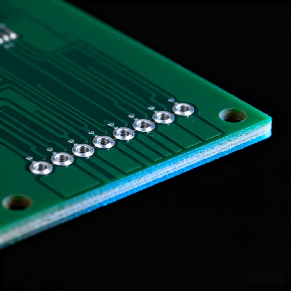 高多层PCB拼板邮票孔组特写，8孔一组孔径0.6mm，孔间距0.4mm适配多层结构.jpeg