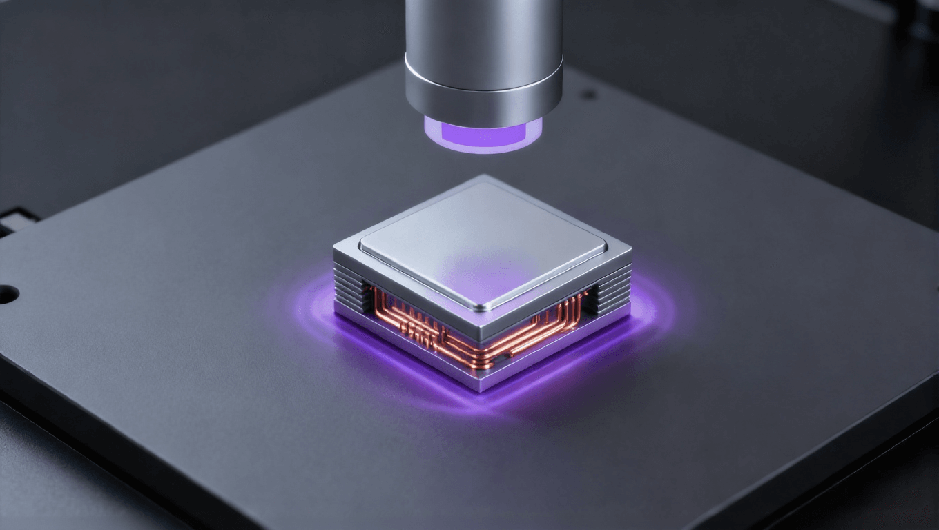 X 射线断层扫描银灰色芯片与探测头.png