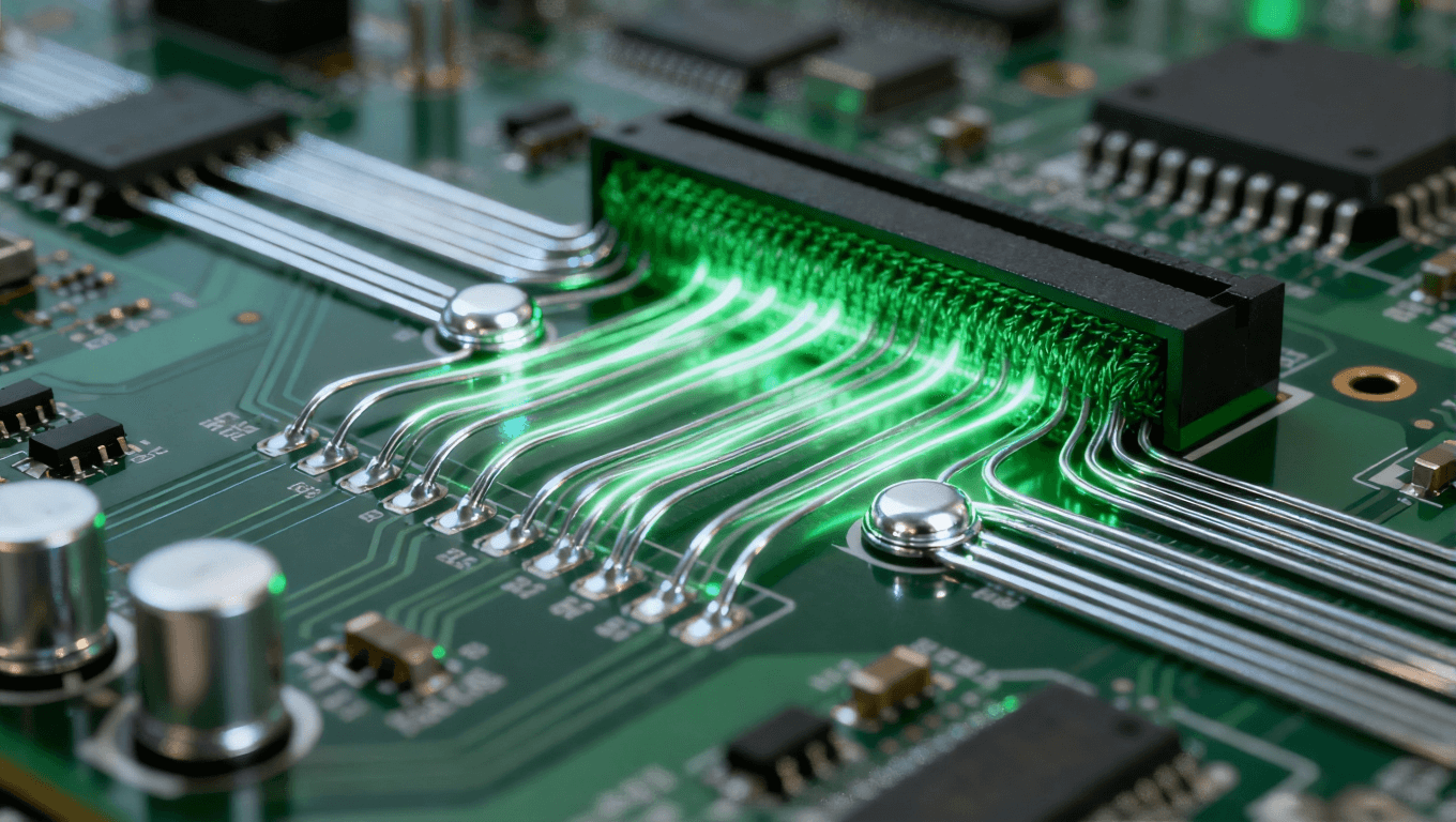 信号完整性优化在AI服务器PCB设计中的视觉表现，突出高速信号传输与抗干扰技术.png