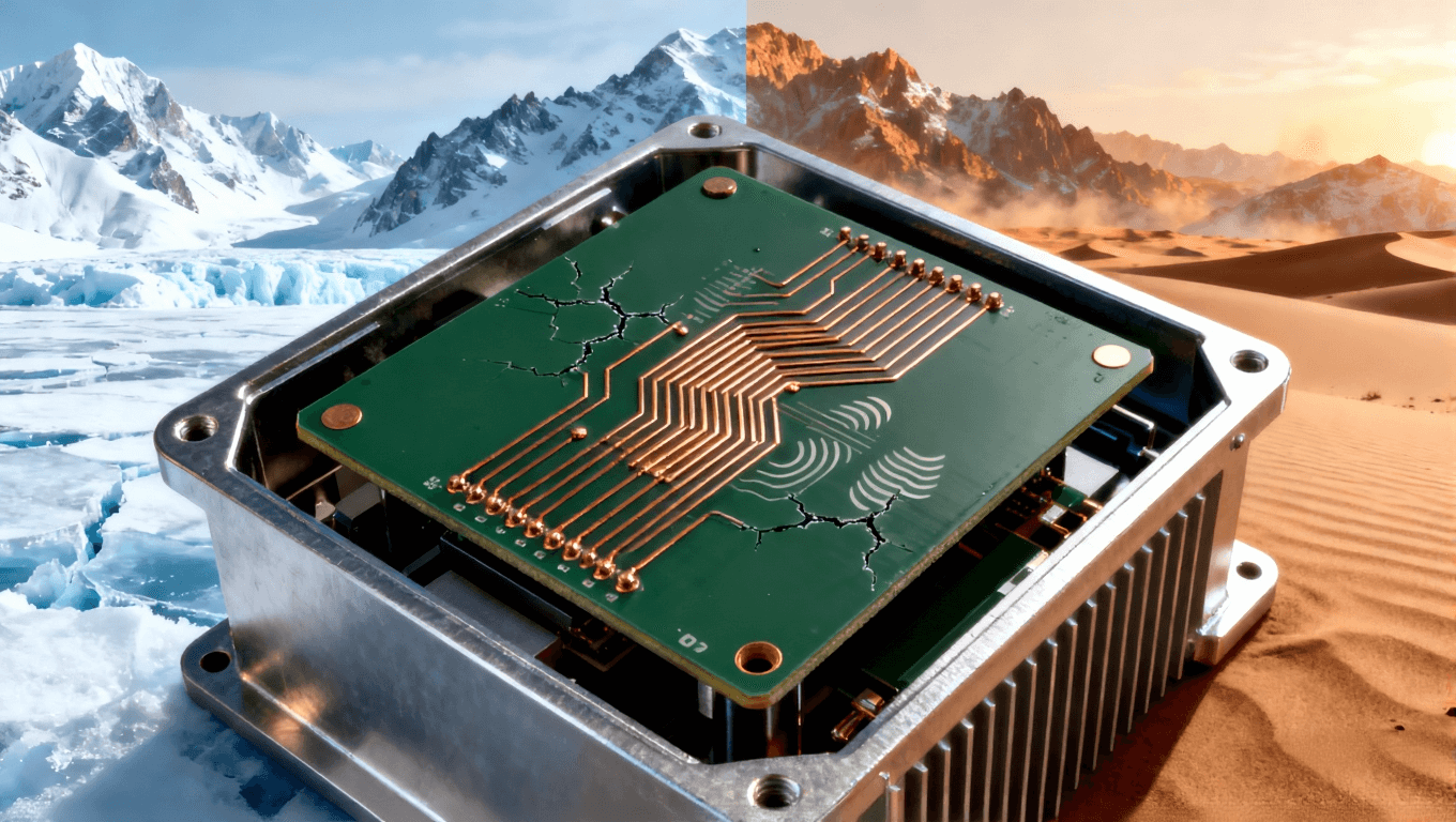 采用陶瓷混压RO4350B板材的车载毫米波雷达内部电路板，展示其在极端温度与振动环境下的高机械强度与信号稳定性.png