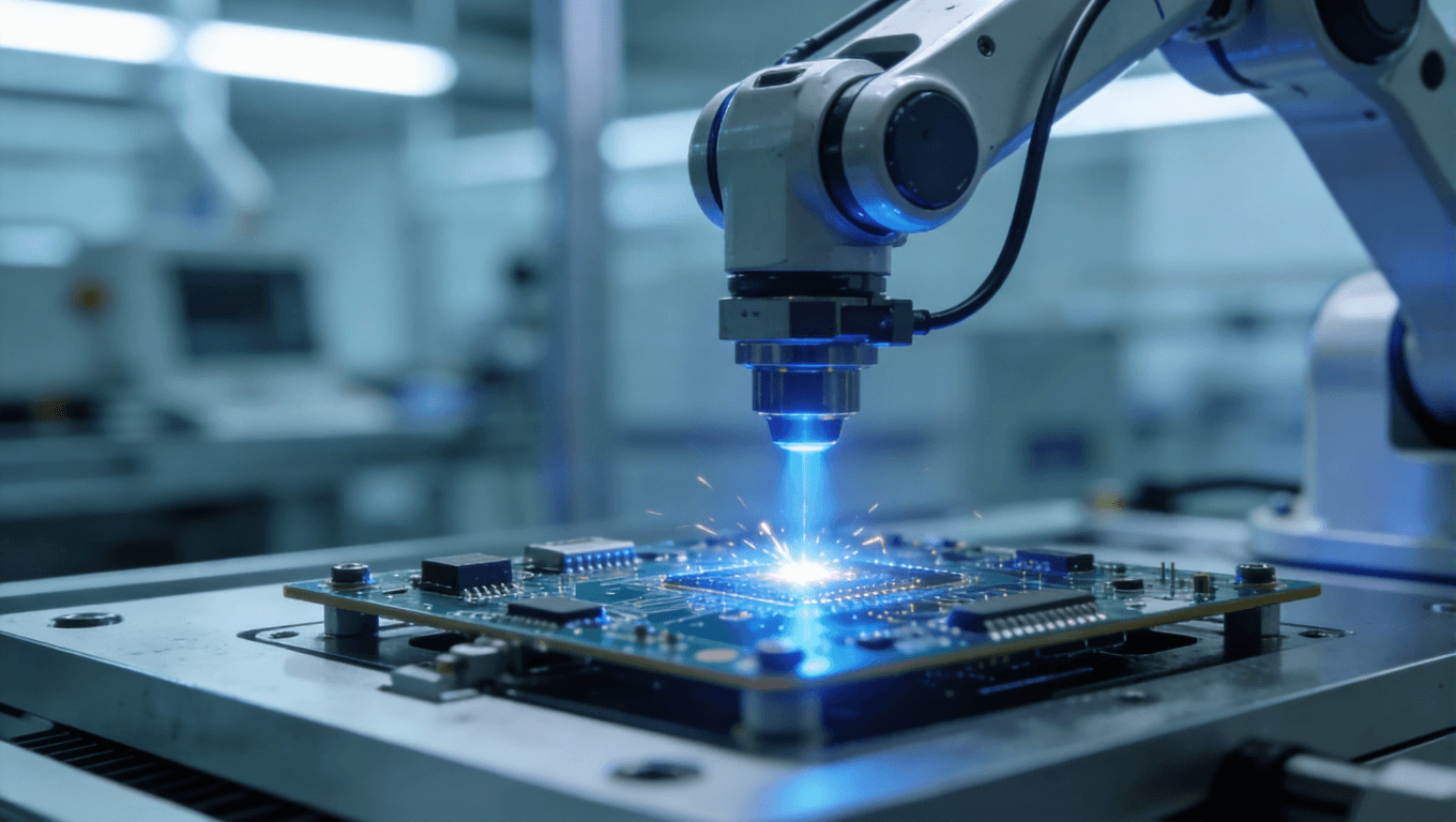 未来智能工厂中机械臂使用激光进行高频电路板精密焊接的未来制造场景.png