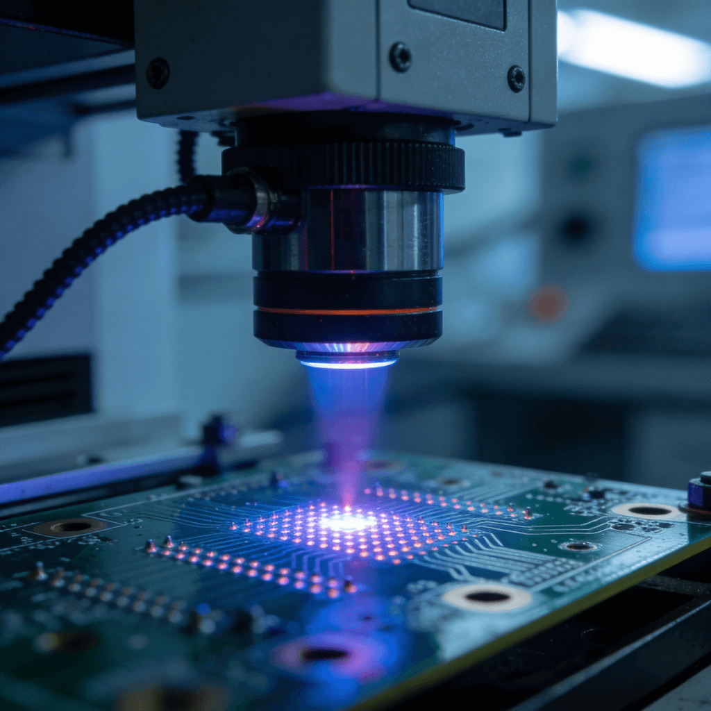 工业场景下 UV 激光对 HDI PCB 进行高精准钻孔的工艺瞬间.png